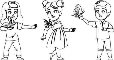 nature butterfly kid vector