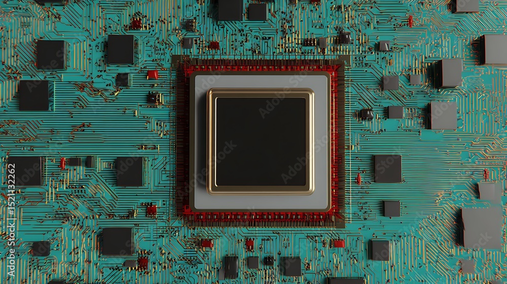 Poster microchip integrated circuit high tech design
