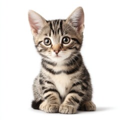 Fototapeta premium Tabby kitten isolated on clean white background