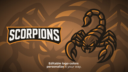 Tribal Scorpion Mascot Logo – Esports Gaming Team Identity in Brown Tones

