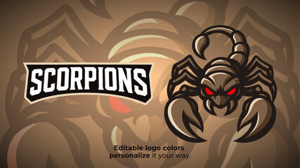 Dark Scorpion Mascot Logo with Red Eyes – Esports Team or Gaming Avatar Vector
