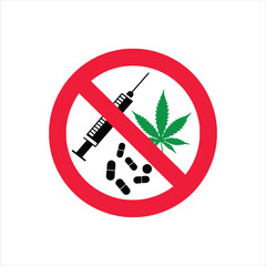 No Drugs Sign: Illicit Substance Prohibition Symbol for Safety and Regulation

