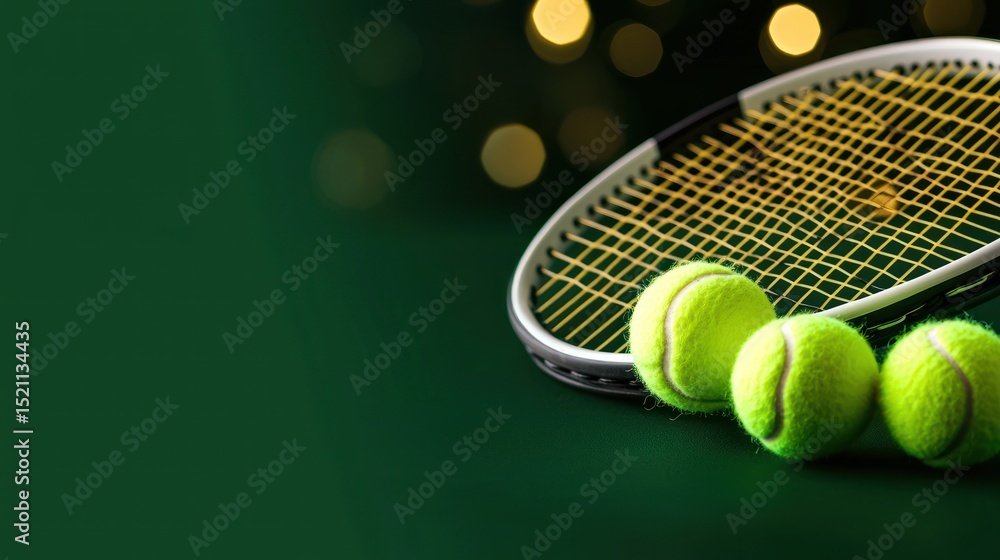 Poster Tennis racket and balls displayed against a bokeh background
