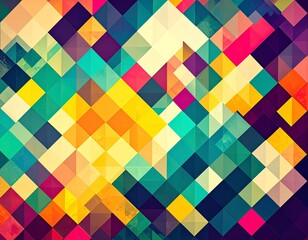 Colorful Geometric Pattern – Abstract Tile Background カラフルな幾何学模様・タイル風背景・モダンパターン