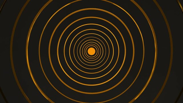 luxury golden circles Black concept gold circles appear bounce effect gold circles that shimmer abstract modern minimal geometric background. 3D animation golden circle luxury glowing neon ring