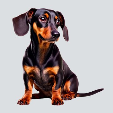 Adorable dachshund portrait illustration animation isolated asset, transparent 4K video, alpha channel, ProRes 4444