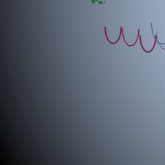 Abstract Composition with Simple  Curved Shapes in Various Colors on a Gradient Background