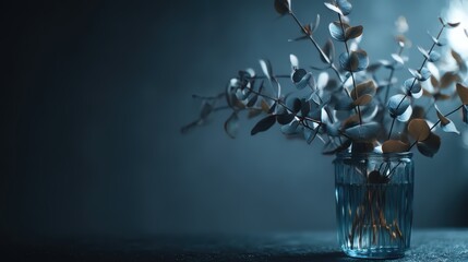 eucalyptus branches in glass vase