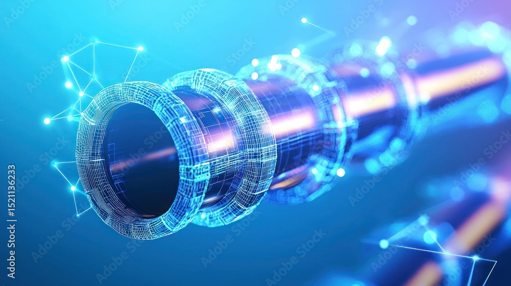 Leinwandbilder digital representation of a futuristic pipeline for data transfer