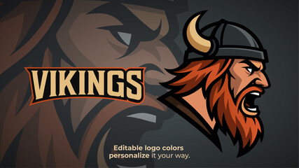 Side View Viking Mascot Logo – Esports or Gaming Avatar with Angry Expression
