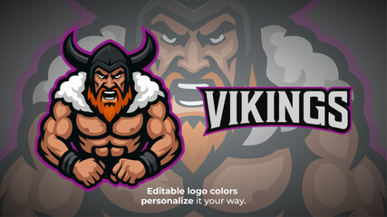 Strong Viking Warrior Mascot Logo for Esports and Gaming Teams – Editable Vector
