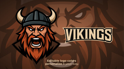 Angry Viking Mascot Logo for Gaming or Esports Team – Editable Vector Illustration
