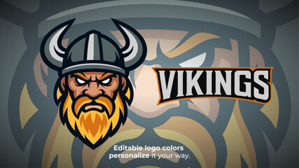 Viking Mascot Logo for Esports Team or Gaming Identity – Editable Vector Illustration

