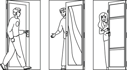 family door home open vector