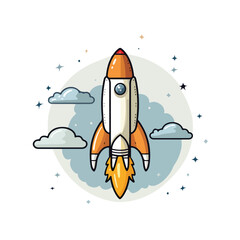 Futuristic Space Rocket Startup Launcher Icon Vector Illustration for Technology Projects
