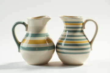 A pair of decorative vases placed together on a surface