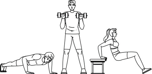 plank fitness exercises arm vector