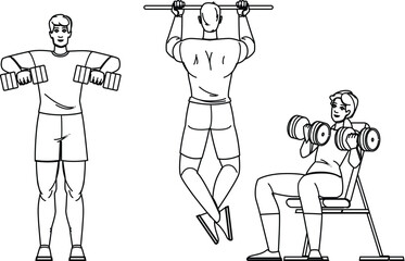 curl fitness exercises arm vector