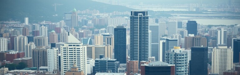 Fototapeta premium Montreal's Modern Skyline: A Captivating View of Urban Architecture and Majesty