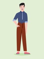 Happy Young Man Illustration Casual Style,  Positive Energy, and Joyful Expression