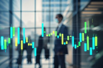 Stock market trading analysis with blurred people