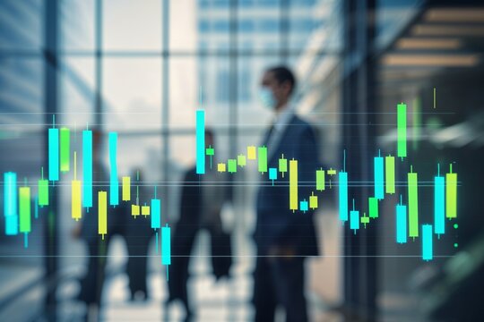 Stock market trading analysis with blurred people
