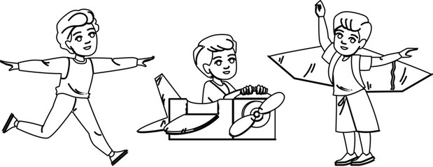 freedom kid boy fly vector