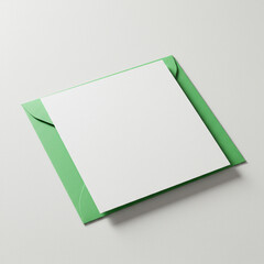 Elegant Mint Green Square Card Template: Blank Notecard Design isolated on transparent background