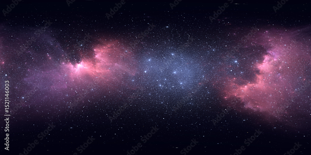 Wall mural 360 degree space nebula. giant interstellar cloud with stars, equirectangular projection, environmen
