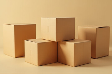 Stacked cardboard boxes with various sizes and shapes