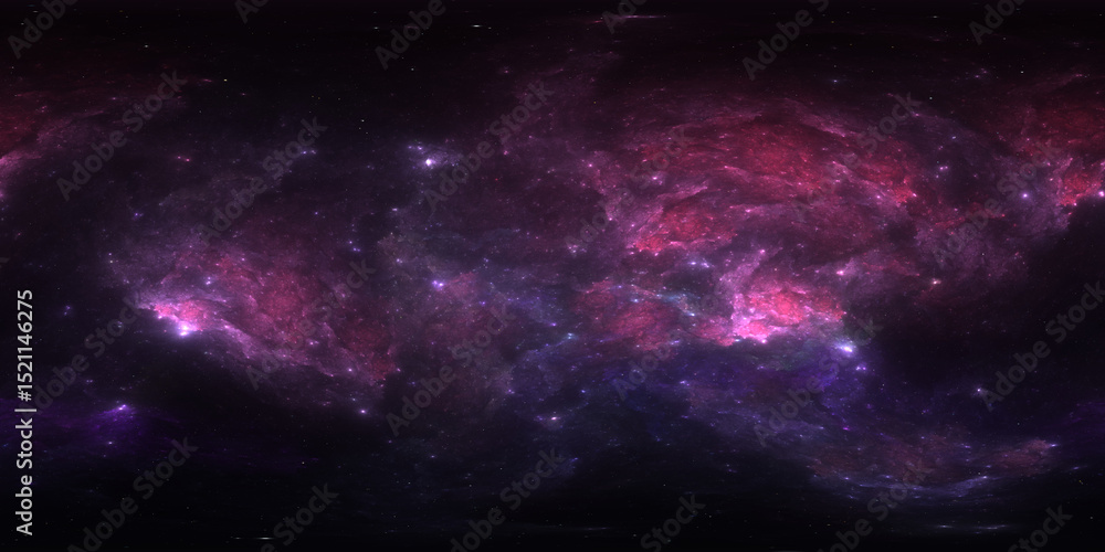 Wall mural 360 degree space nebula. giant interstellar cloud with stars, equirectangular projection, environmen