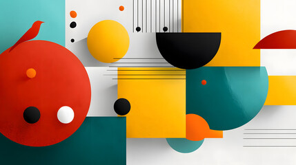 Obraz premium Retro geometric elements in a playful layout, vintage graphic design concept