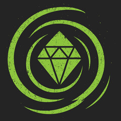 Neon Green Eye and Gemstone Symbol
