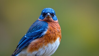 Vibrant Blue Winged Bird Close Up Detailed Feathers Wildlife Photography