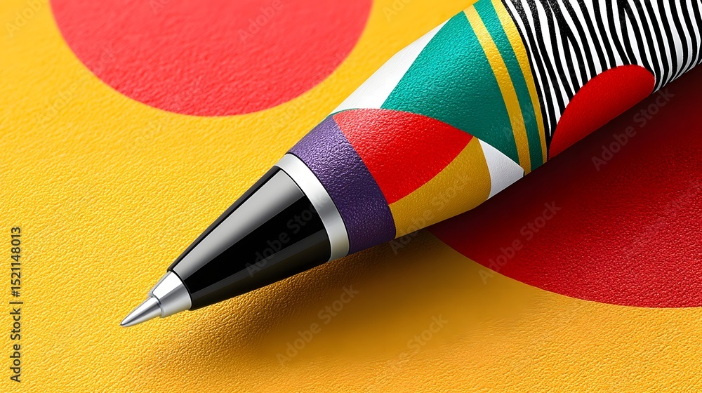 Poster vibrant digital pen tip with pop art color scheme