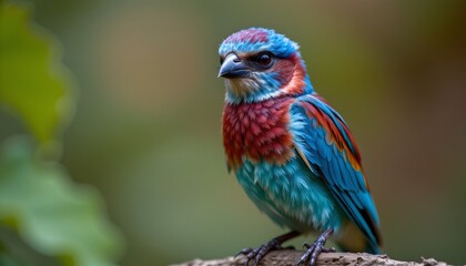 Vibrant Blue Crested Roller Bird Exotic Wildlife Colorful Feathers Detailed Close Up