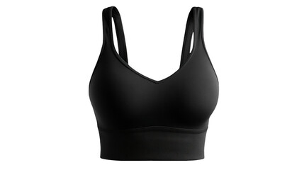 Plakat Black sports bra mockup featuring shoulder straps, perfect for displaying activewear designs or fitness branding against a transparent background for versatile integration