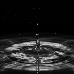 Water Drop Impact: Monochromatic Ripple Effect Photography