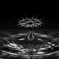 Water Drop Impact: Monochromatic Ripple Effect Photography