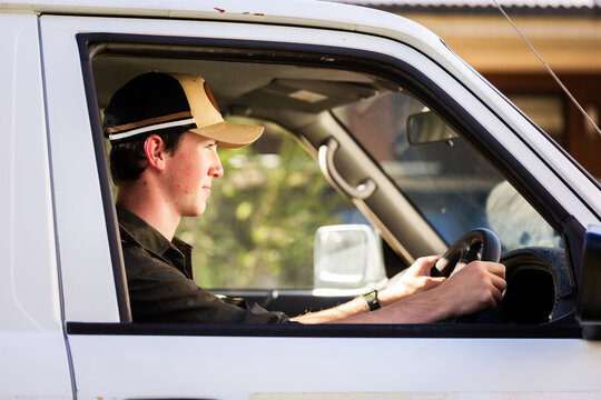 Young P plater provisional driver driving ute in country
