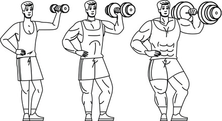 workout muscle building man vector