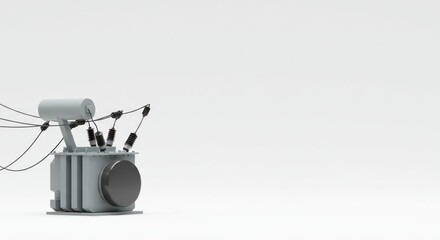 Industrial machine component with wires on a minimalist background, showcasing technology in action