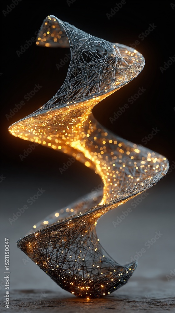 Poster abstract twisted structure with glowing lights
