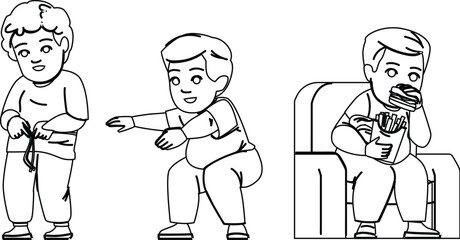 obese overweight kid boy vector