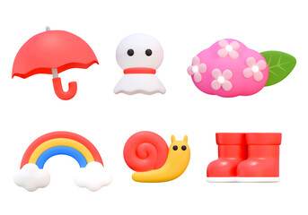 可愛い梅雨アイコン（赤色）