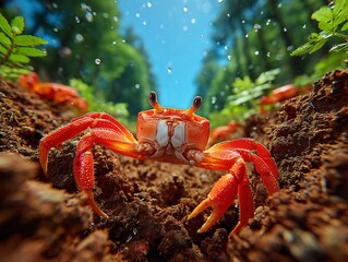 Christmas Island Red Crab Migration Close-Up