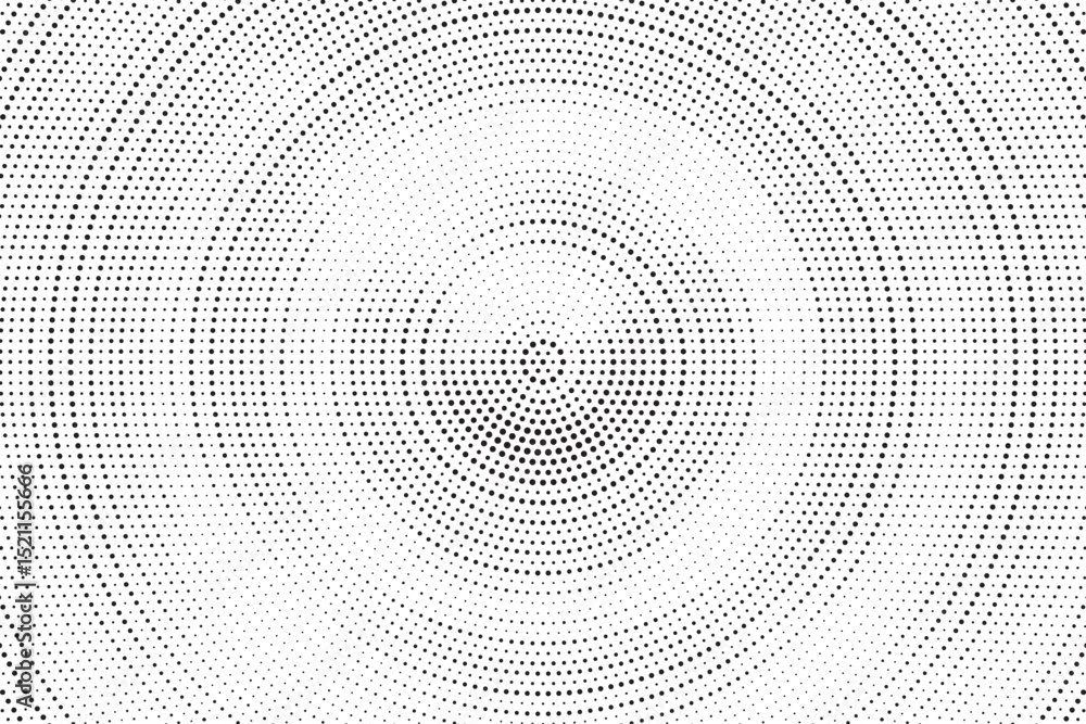 Fototapete radial halftone gradient background. dotted concentric texture with fading effect. black and white c