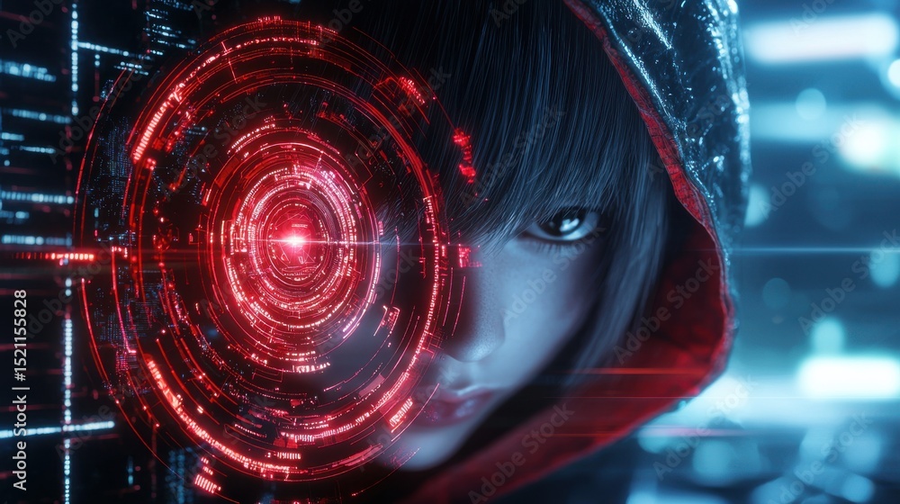 Poster this futuristic image illustrates the complex and dynamic nature of cybersecurity highlighting the i