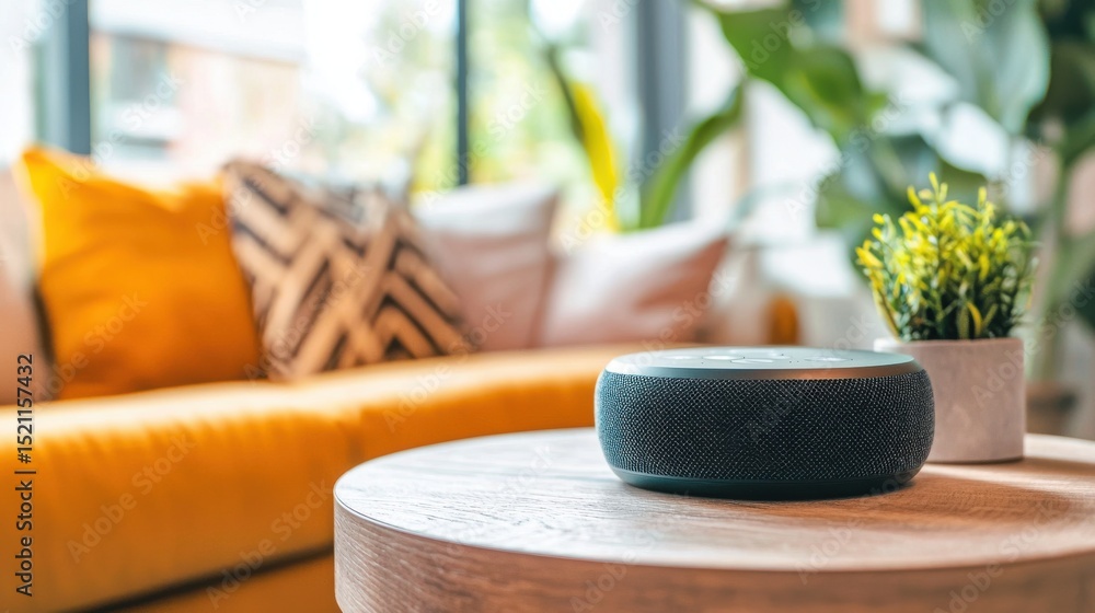 Poster a voice controlled smart home assistant device designed to provide convenience accessibility and enh