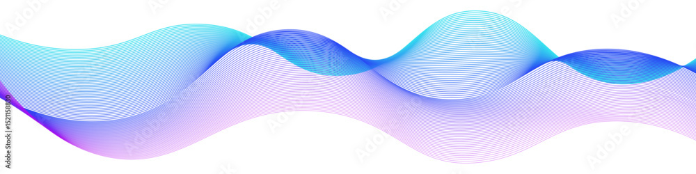 Aufkleber dynamic flowing wave pattern with gradient lines in cyan, purple and blue shades, great for digital 